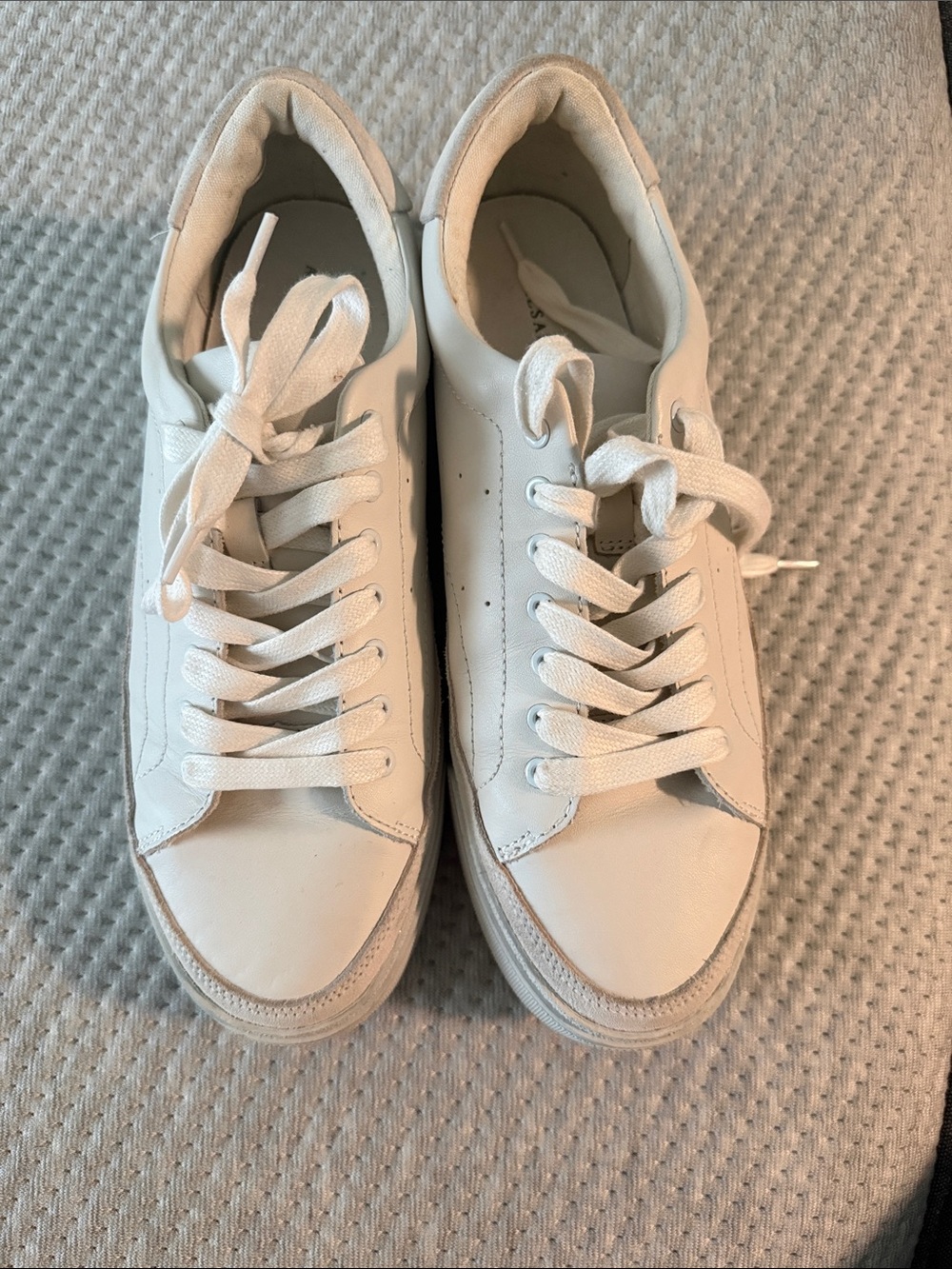 AllSaints White Leather Platform Sneakers
